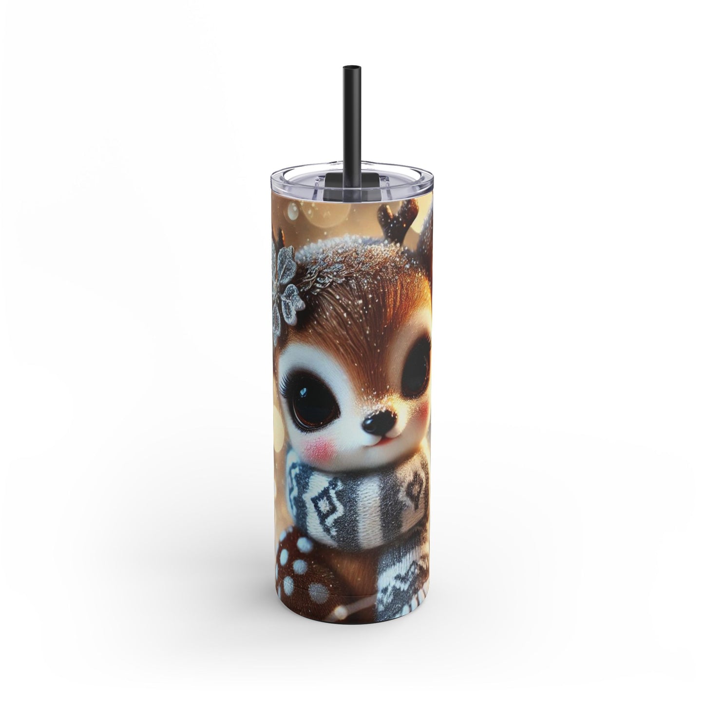 Frosted Elegance: Adorable Fawn Skinny Tumbler 20oz