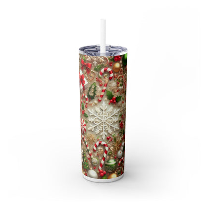 Festive Snowflake Christmas Tumbler - 20oz with Straw