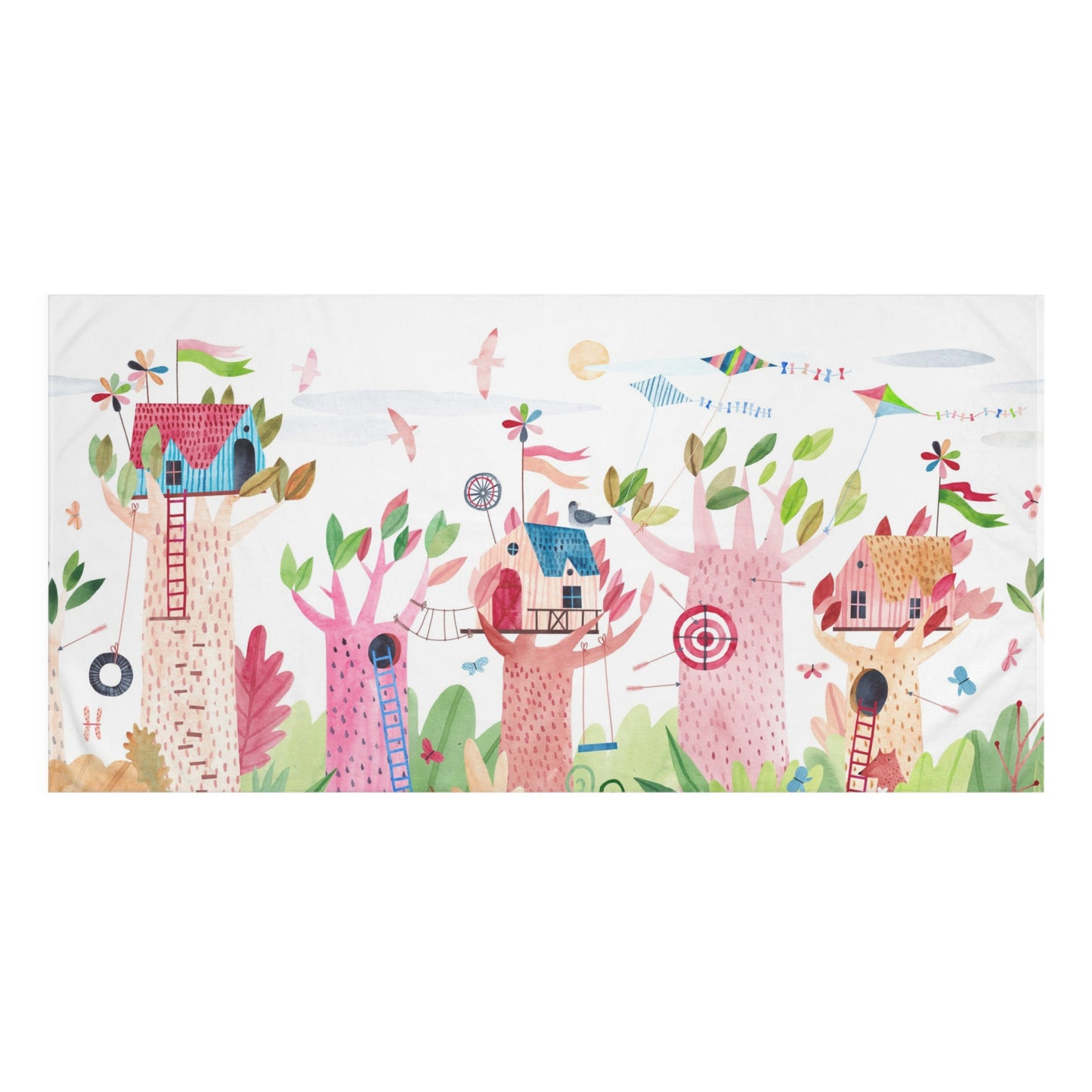 Enchanted Treehouse Cotton Towel - Whimsical Forest Design