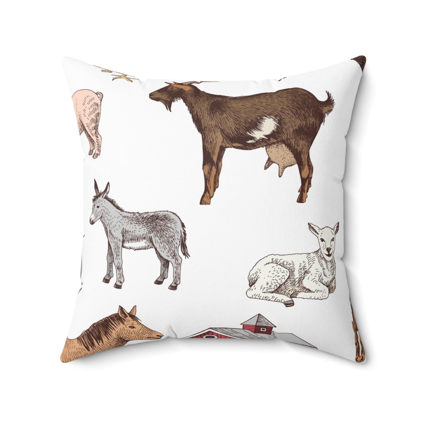 Farm Animals Decorative  Spun Polyester Square Pillow