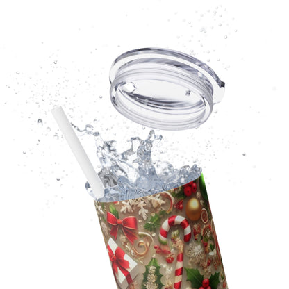 Festive Snowflake Christmas Tumbler - 20oz with Straw