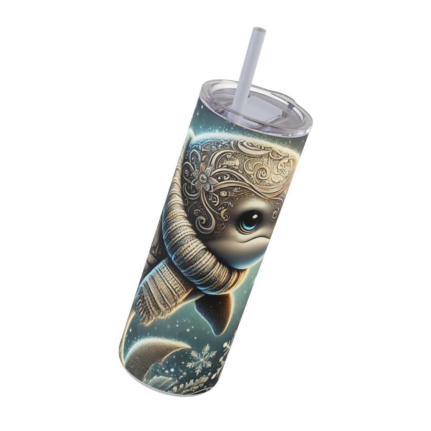 Snowy Dolphin Tumbler 20oz – Ocean Elegance in Winter Magic