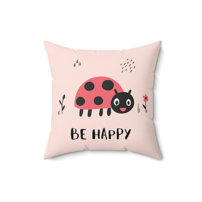 Be Happy Ladybug Pillow - Cheerful Kids Room Decor