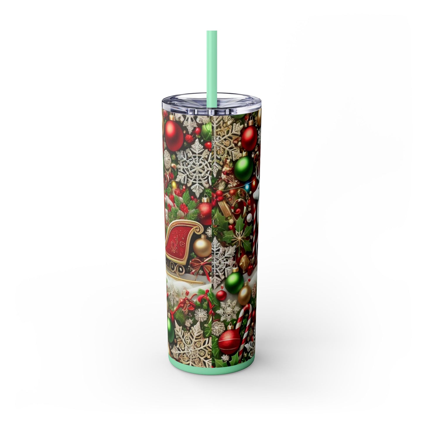 Festive Reindeer Christmas Tumbler - 20oz with Straw