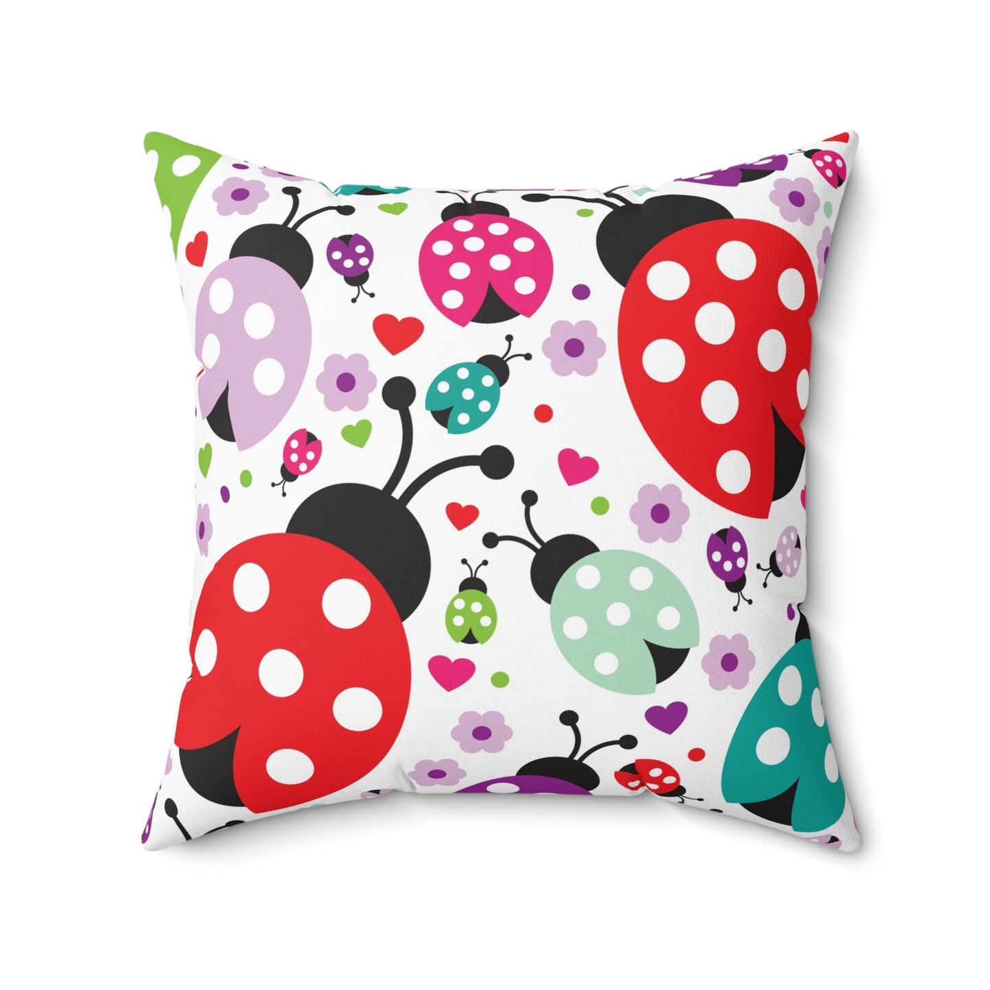 Double Sided Ladybug Spun Polyester Square Pillow