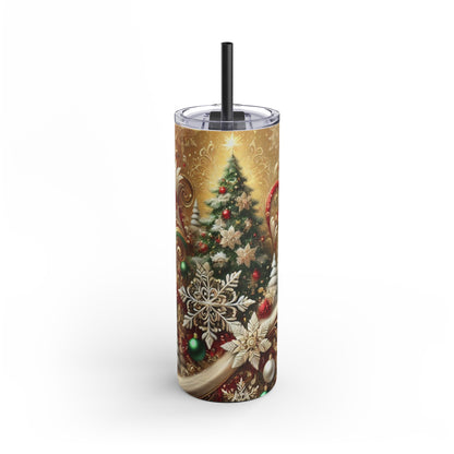 Golden Christmas Elegance Tumbler - 20oz Festive Charm