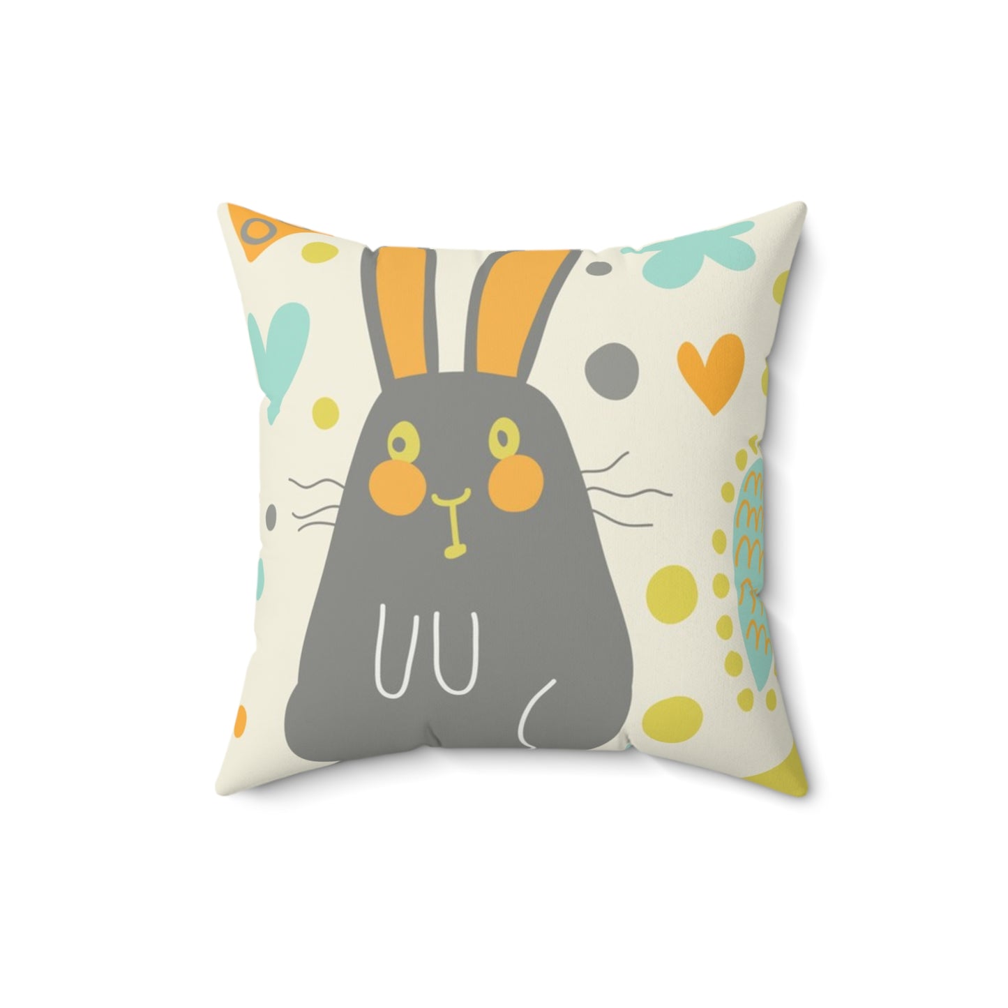 Cute Rabbit Decorative Spun Polyester Square Pillow