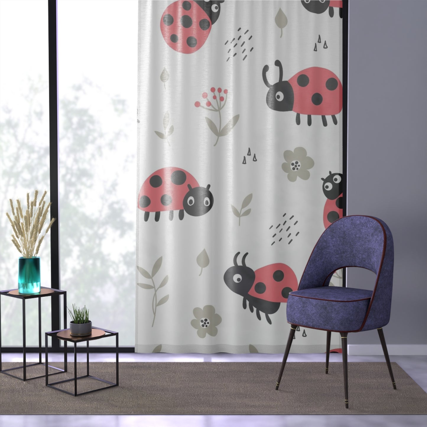 Playful Ladybugs Window Curtain