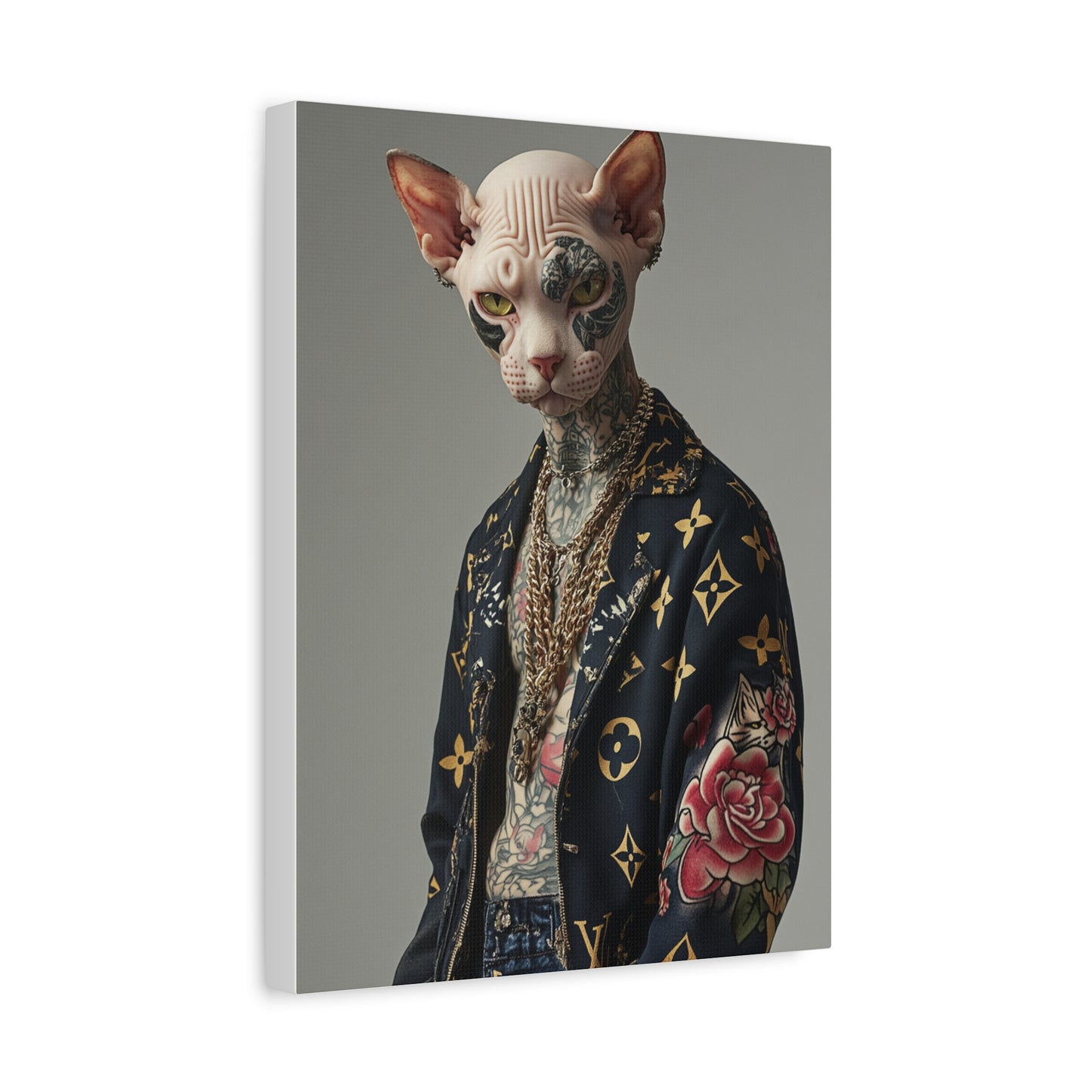 Feline Rebel - Tattooed Cat Canvas Art