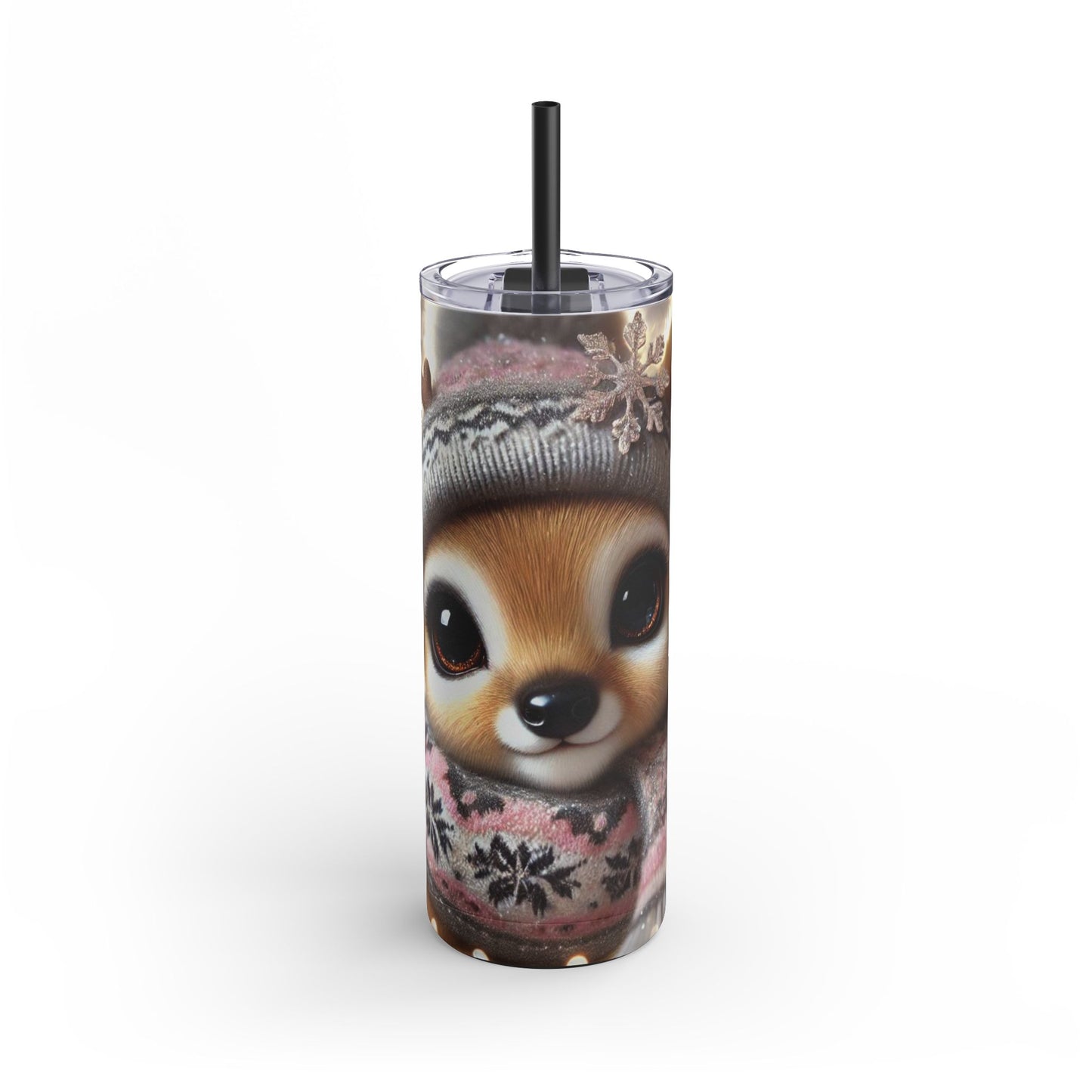 Cozy Fawn Delight: Winter Skinny Tumbler 20oz