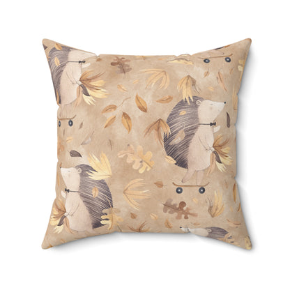 Autumn Hedgehog Spun Polyester Square Pillow