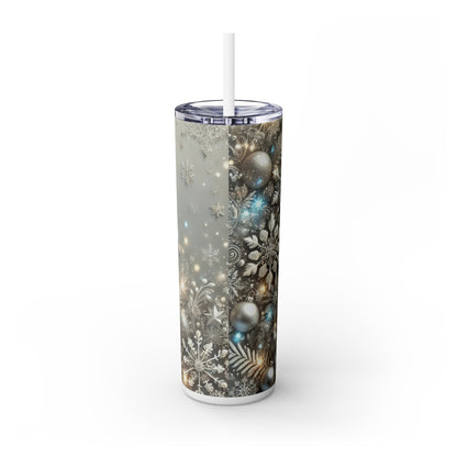 Silver Snowflake Christmas Tumbler - 20oz with Straw