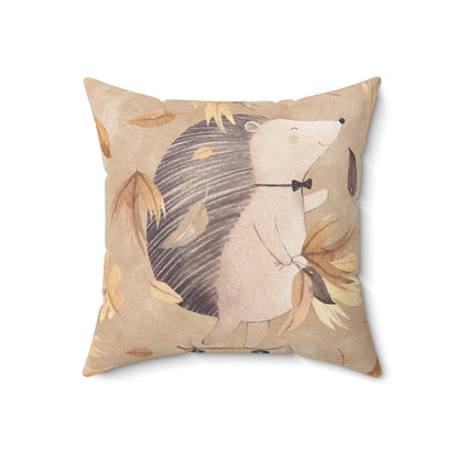 Autumn Hedgehog Spun Polyester Square Pillow