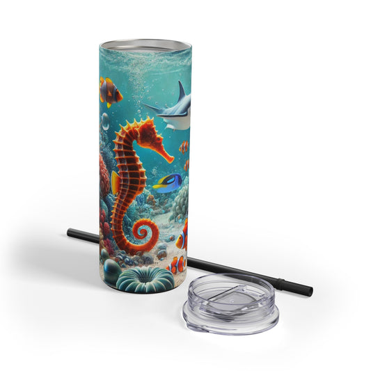 Marine Bliss: Seahorse & Ocean Life 20oz Skinny Tumbler