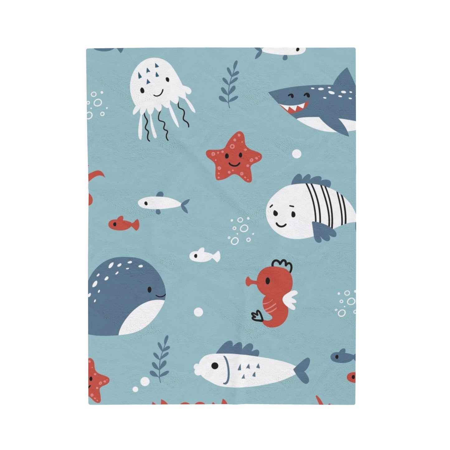 Sea Creatures  Velveteen Plush Blanket