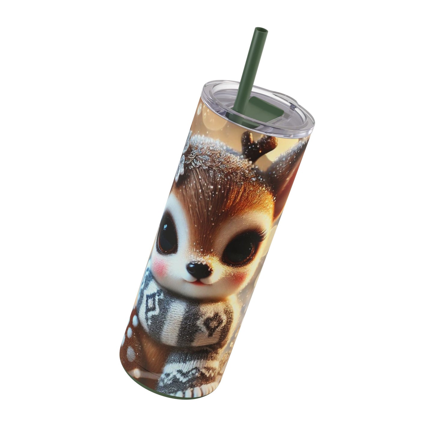 Frosted Elegance: Adorable Fawn Skinny Tumbler 20oz