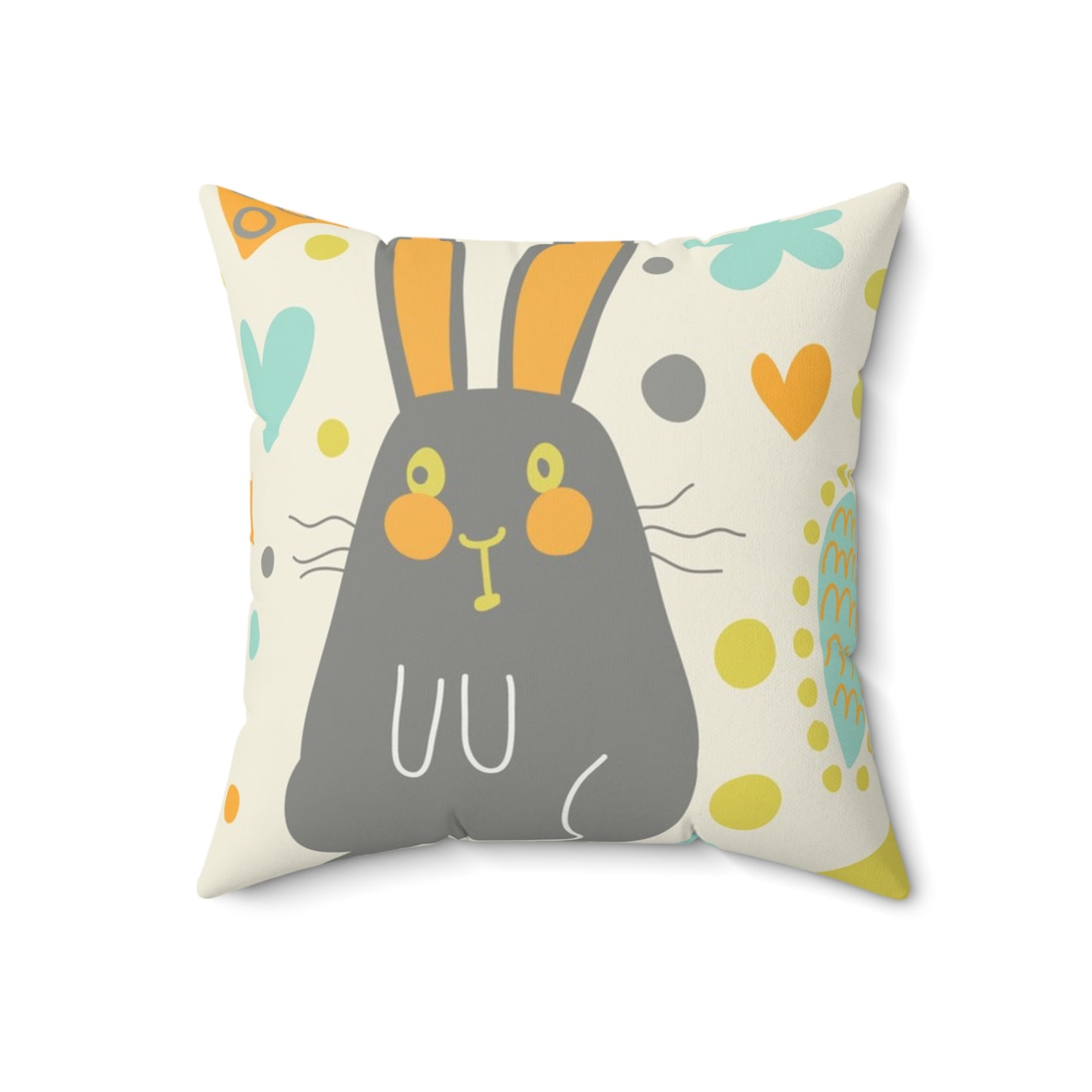 Cute Rabbit Decorative Spun Polyester Square Pillow