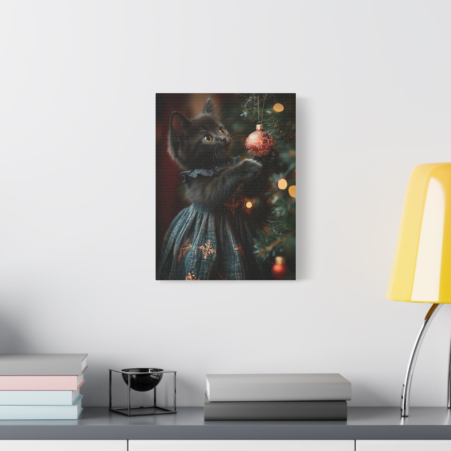 Holiday Mischief - Christmas Cat Canvas Art