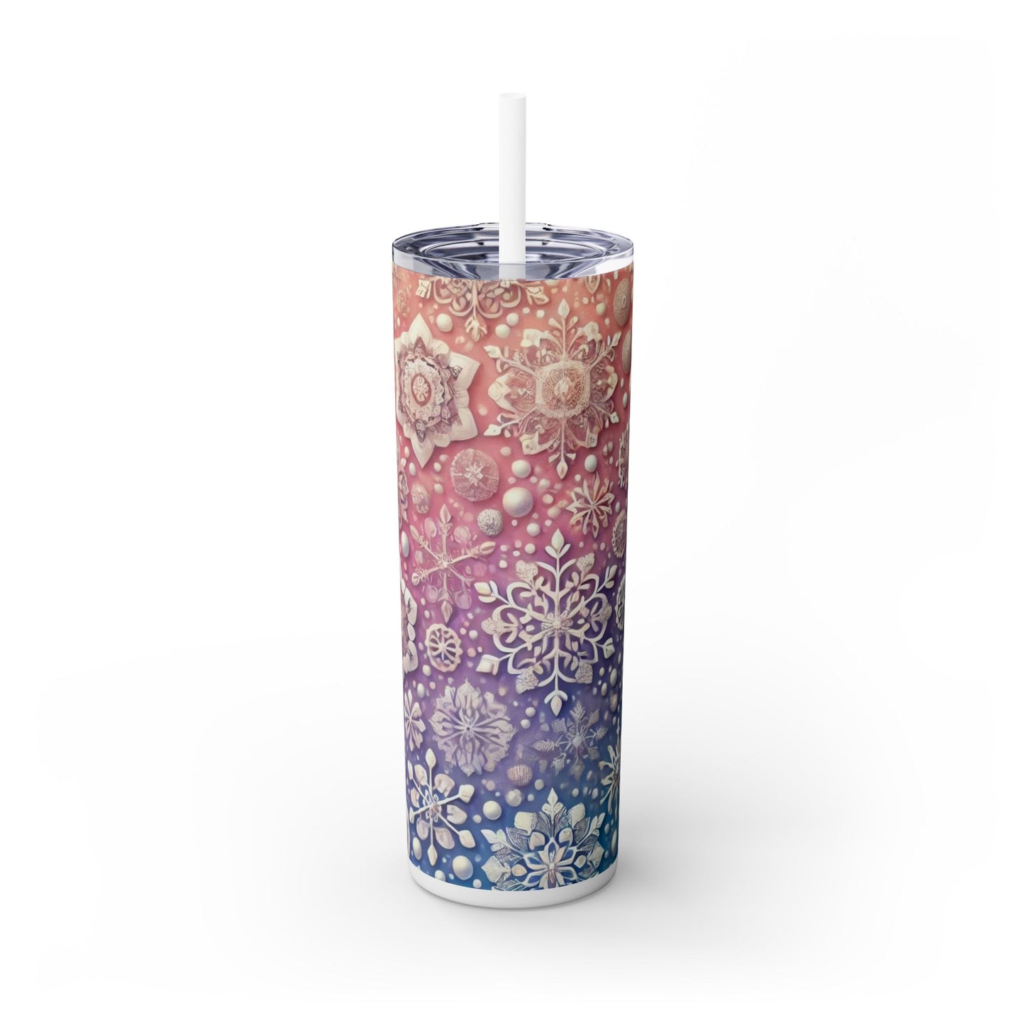 Colorful Snowflake Slim Tumbler - 20oz (With Straw)