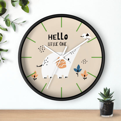 Hello Little One Wall Clock - Adorable Nursery Timepiece ⏰🐘🌿