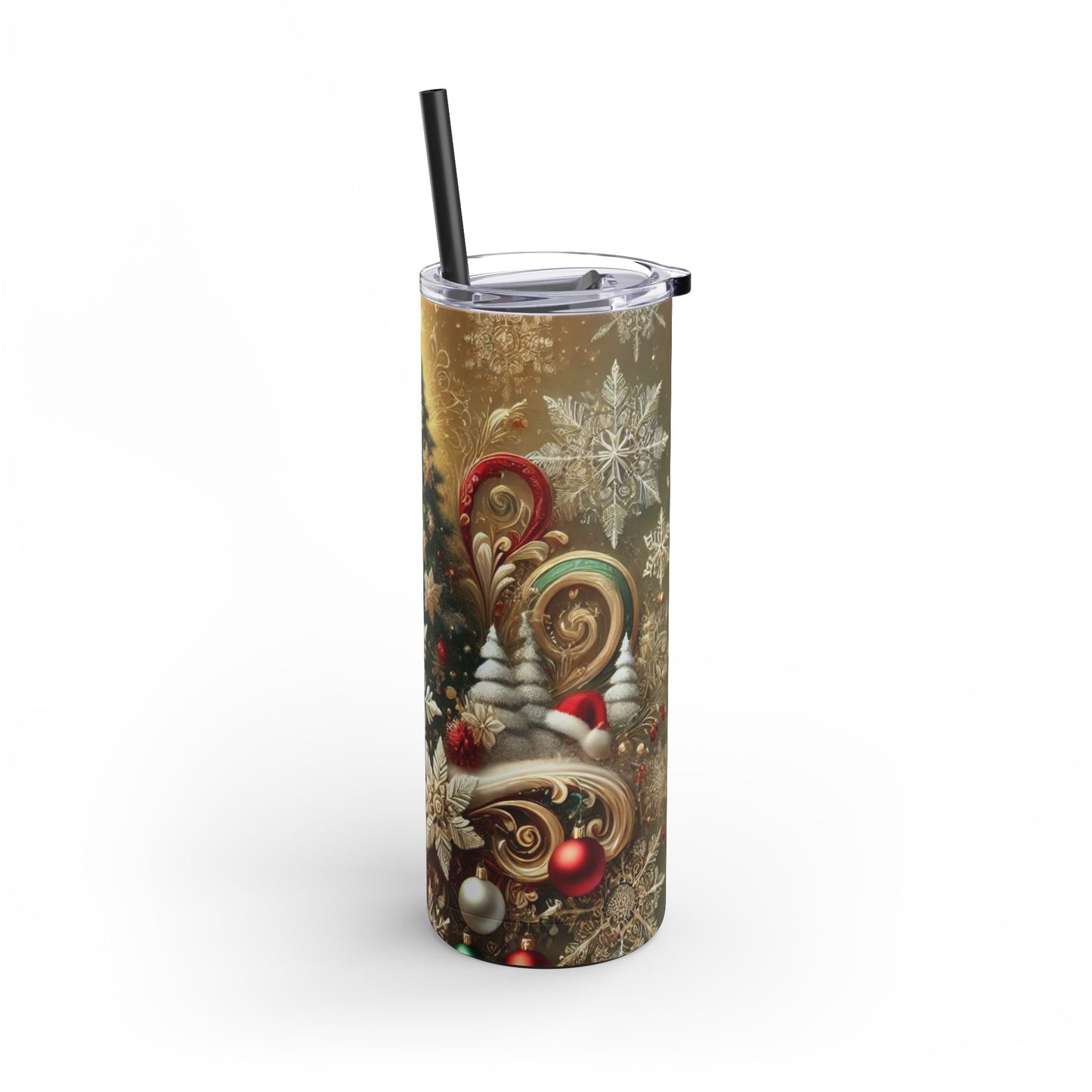 Golden Christmas Elegance Tumbler - 20oz Festive Charm