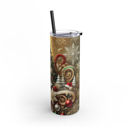 Golden Christmas Elegance Tumbler - 20oz Festive Charm