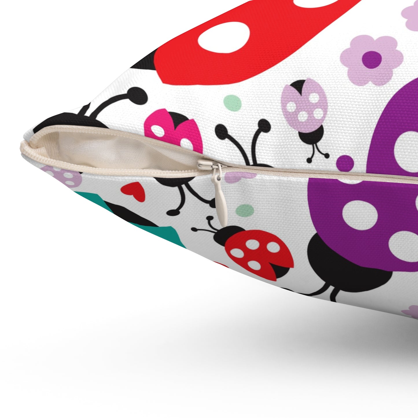 Double Sided Ladybug Spun Polyester Square Pillow