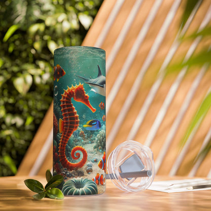 Marine Bliss: Seahorse & Ocean Life 20oz Skinny Tumbler