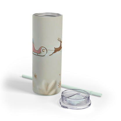 Reindeer Sleigh Ride of Holiday Joy Maars Maker Skinny Matte Tumbler, 20oz