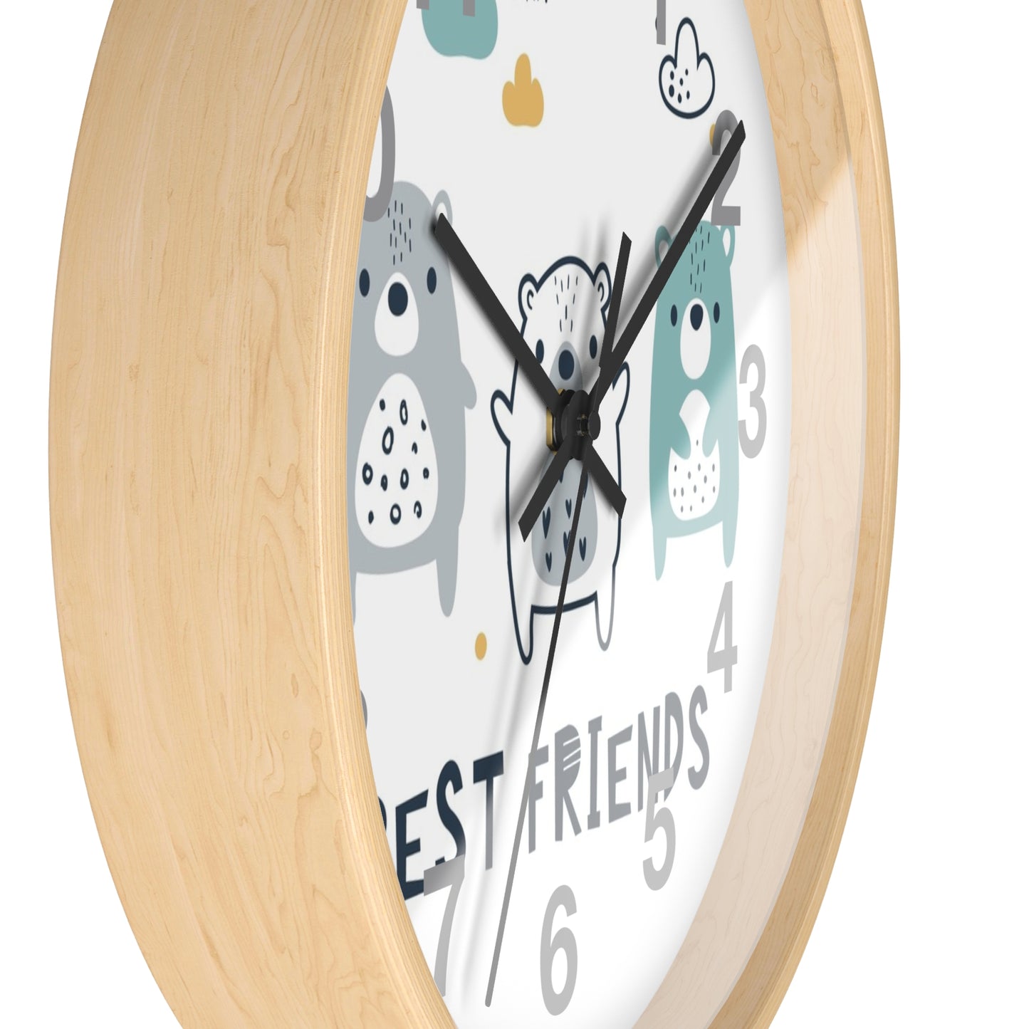 Best Friends Wall Clock - Adorable Bear Design for Kids’ Rooms