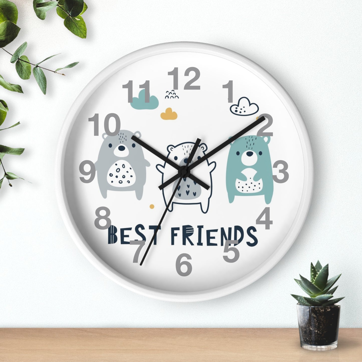 Best Friends Wall Clock - Adorable Bear Design for Kids’ Rooms