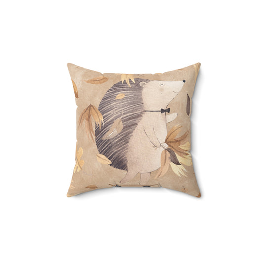 Autumn Hedgehog Spun Polyester Square Pillow