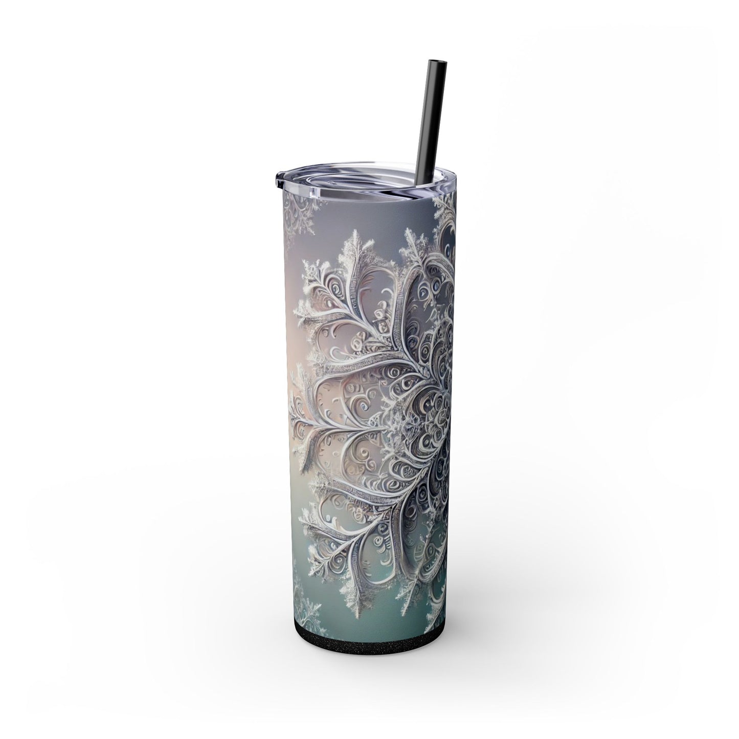 Snowflake Patterned Slim Tumbler - 20oz (With Straw)