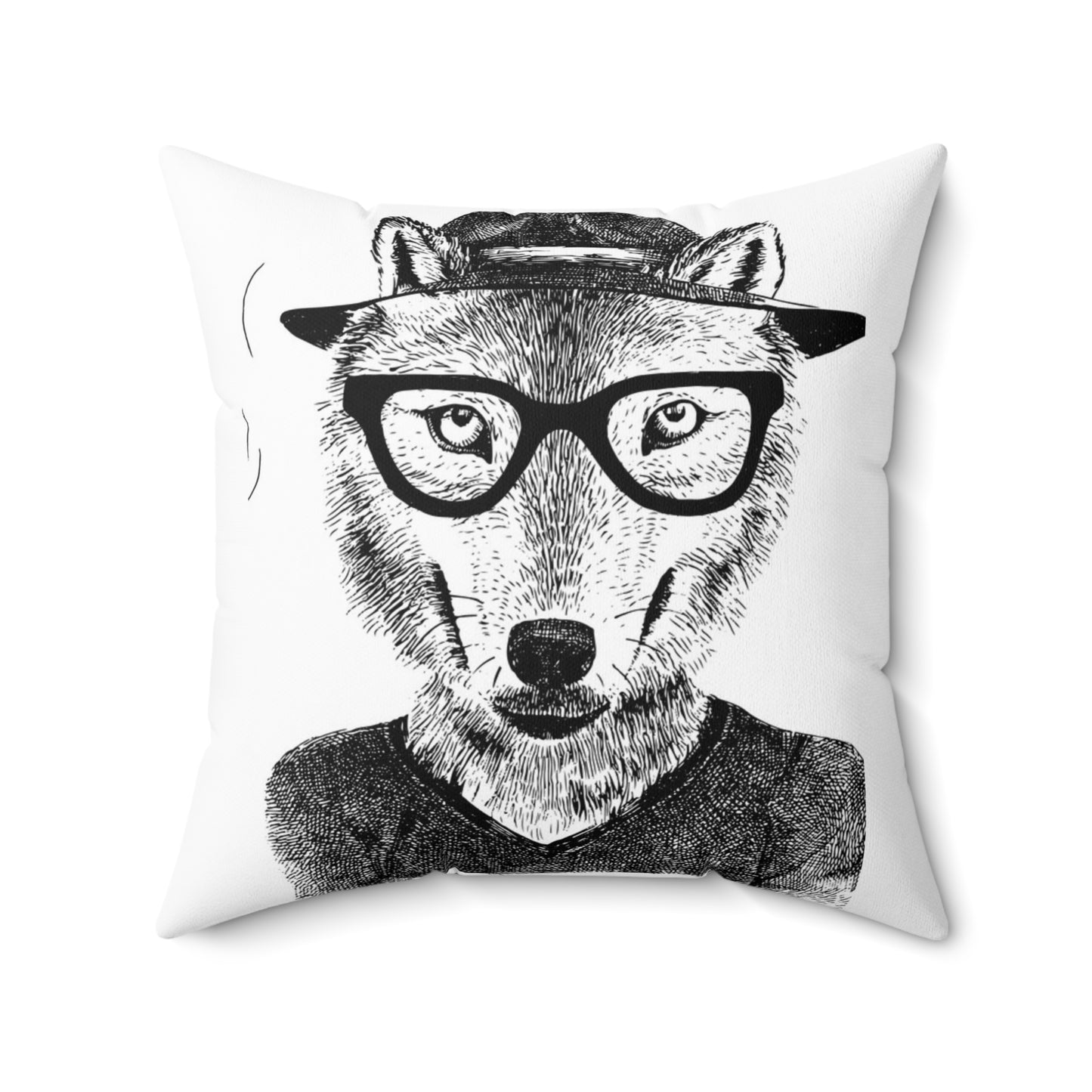 Double Sided Wolf and Panda Spun Polyester Square Pillow