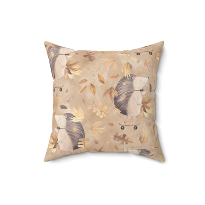 Autumn Hedgehog Spun Polyester Square Pillow