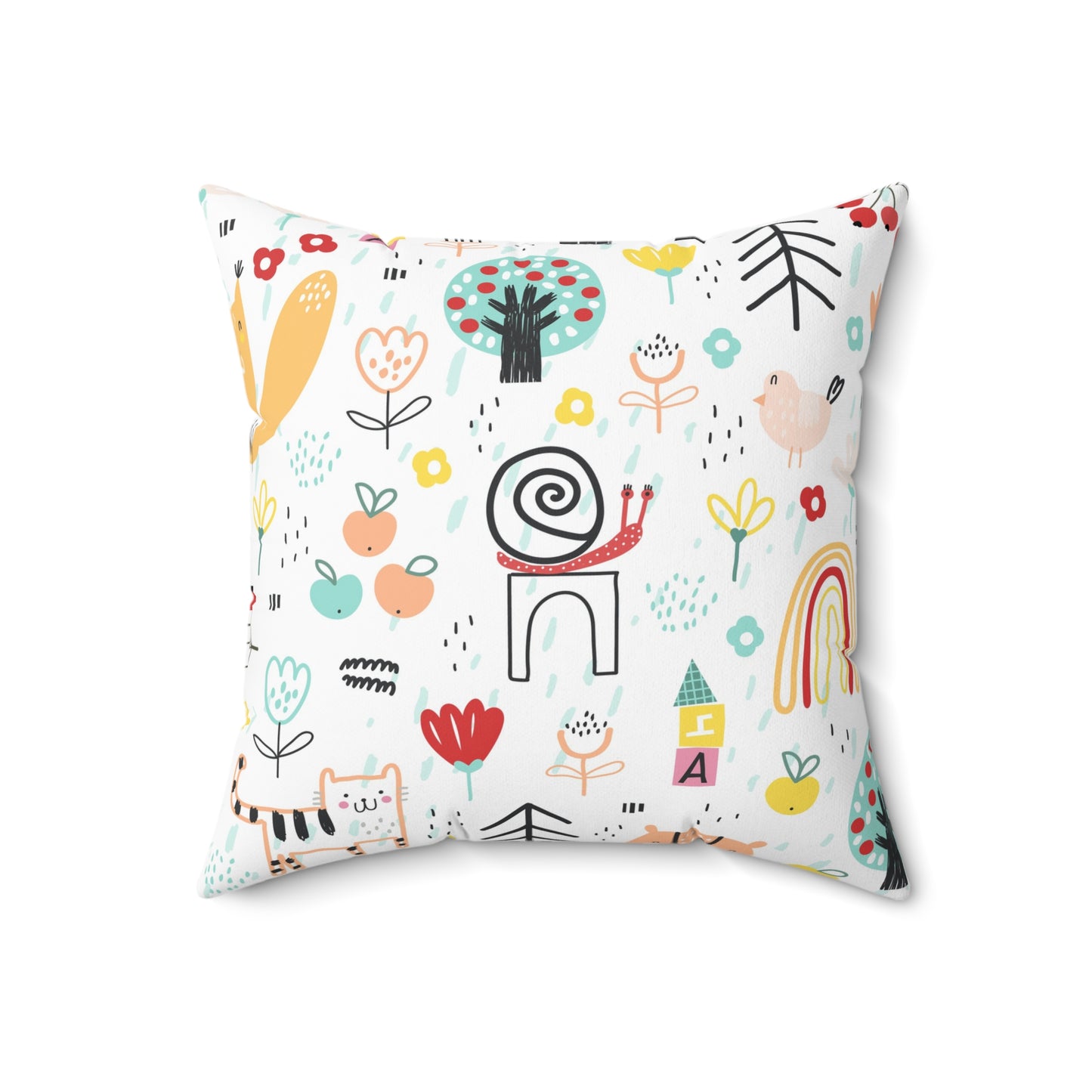 Whimsical Garden Pillow - Colorful Kids Room Decor