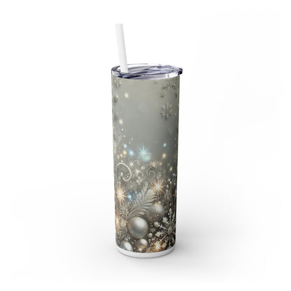 Silver Snowflake Christmas Tumbler - 20oz with Straw