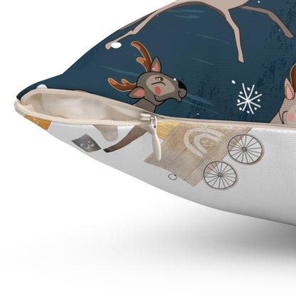 Dancing Reindeer Pillow - Festive Winter Decor