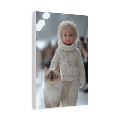 Companions in Harmony - Girl and Cat Canvas Art