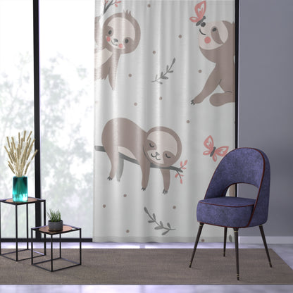 🦥 Sloth & Butterflies Window Curtain 🌸✨