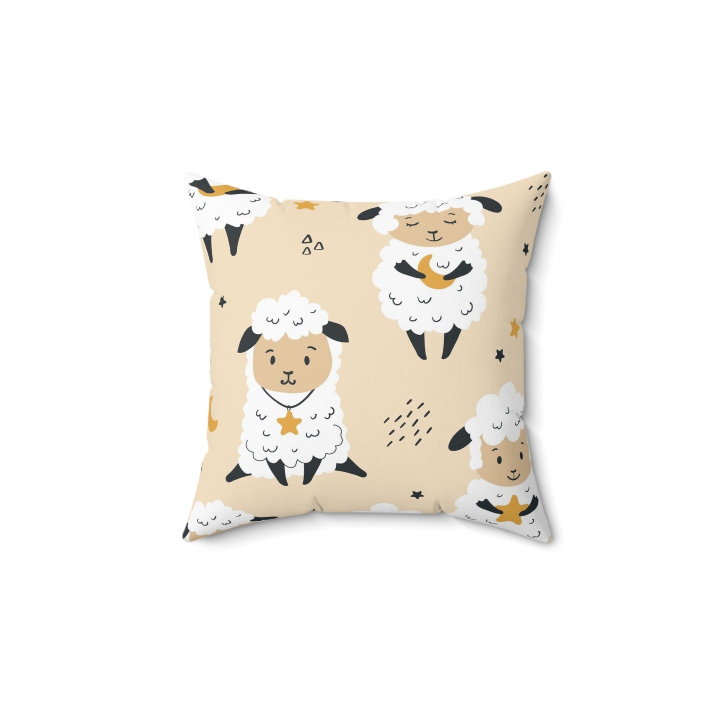 Double Sided Cute Lamb Spun Polyester Square Pillow