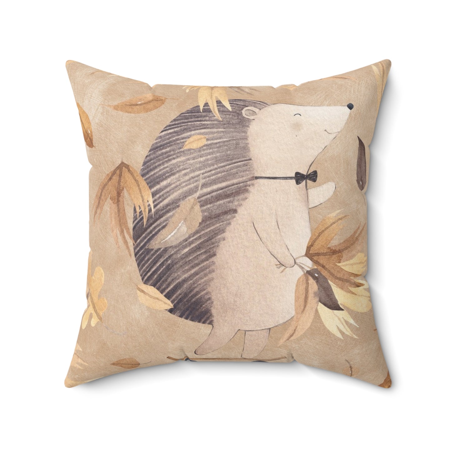 Autumn Hedgehog Spun Polyester Square Pillow