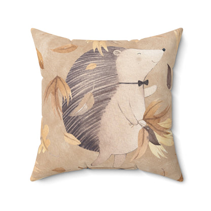 Autumn Hedgehog Spun Polyester Square Pillow