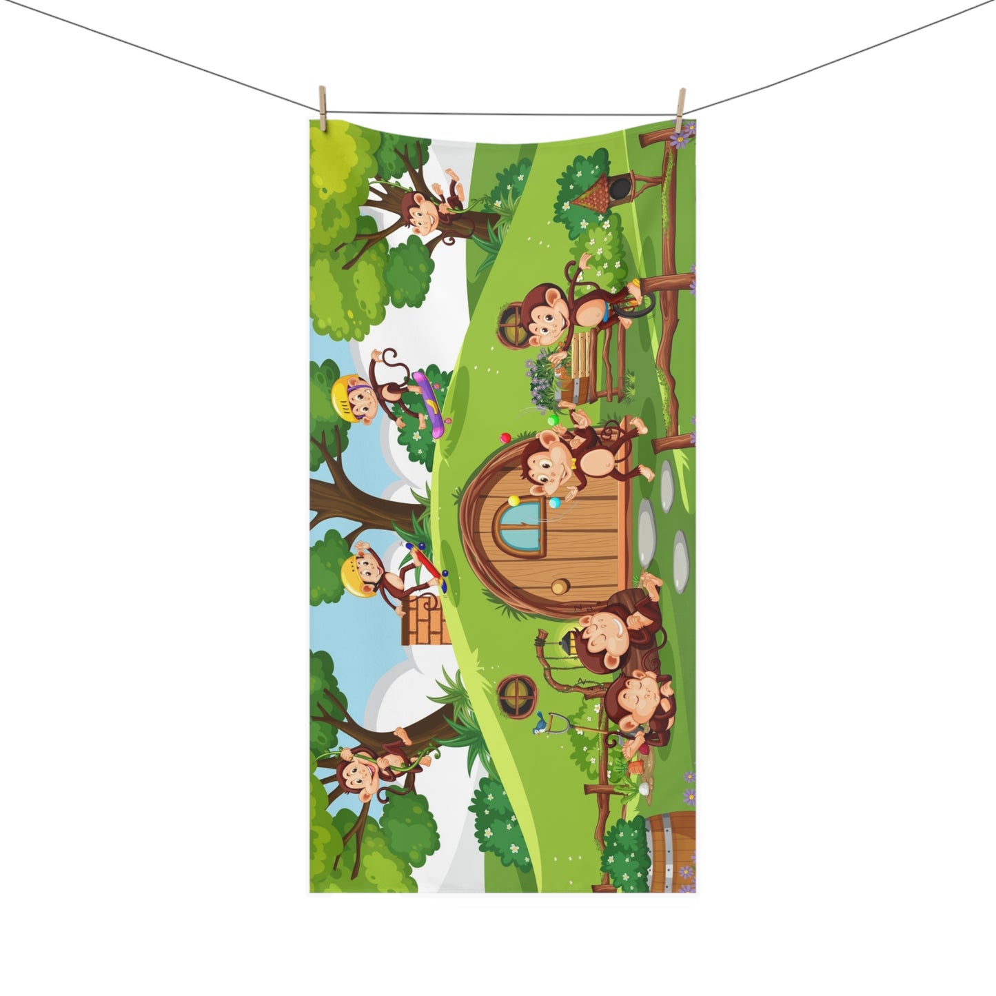 Playful Monkey Tree House Towel