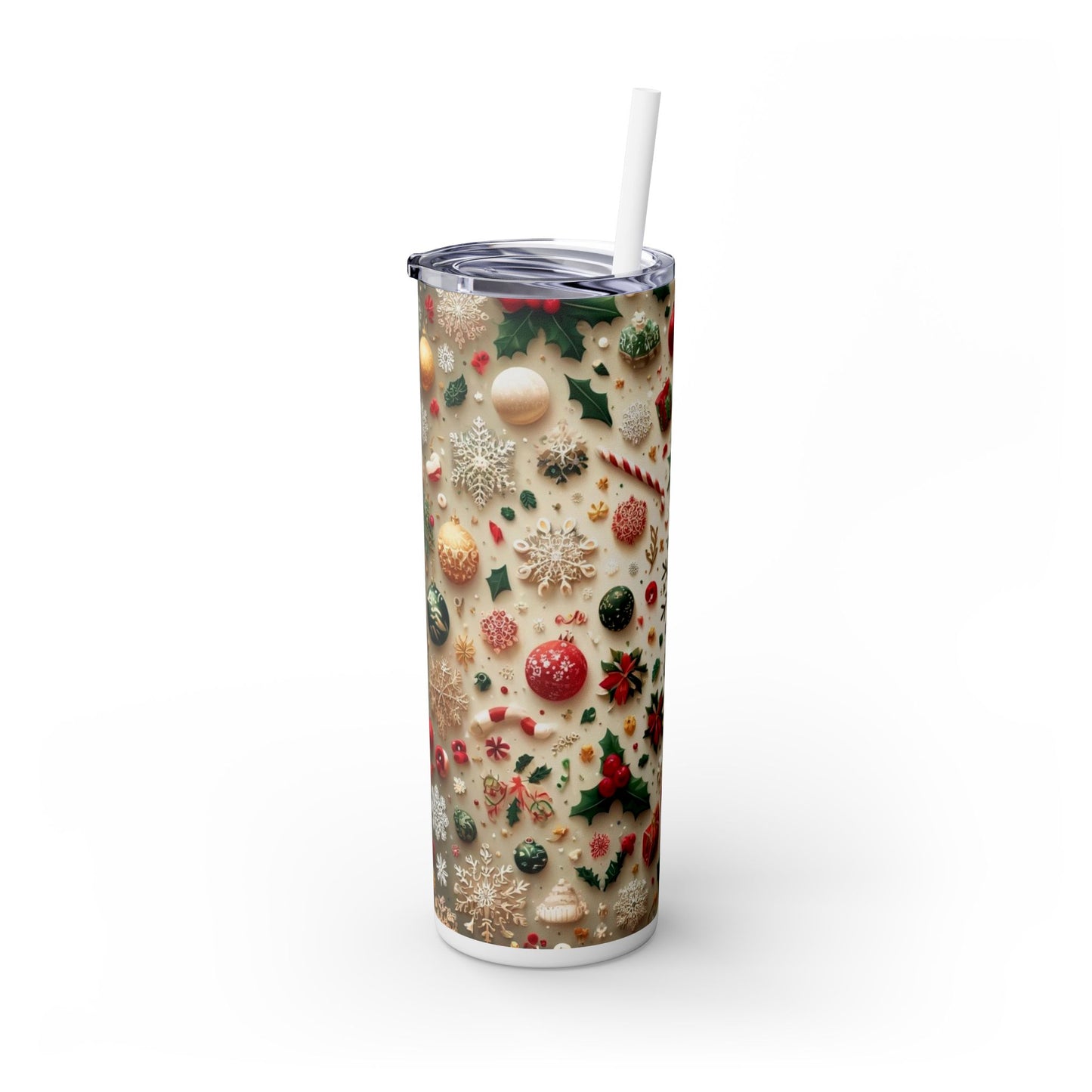 Christmas Magic - Snowflake Pattern 20oz Slim Tumbler (With Straw)