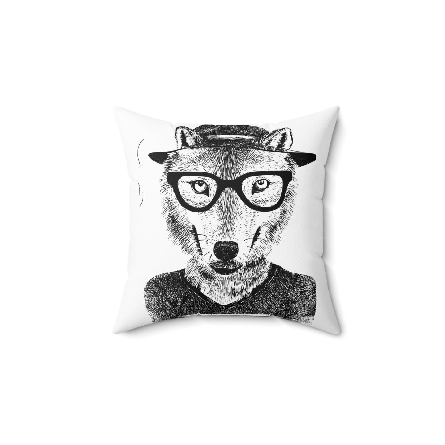 Double Sided Wolf and Panda Spun Polyester Square Pillow