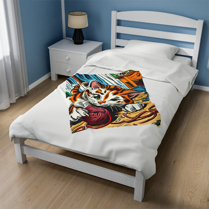 Cute Cat Velveteen Plush Blanket