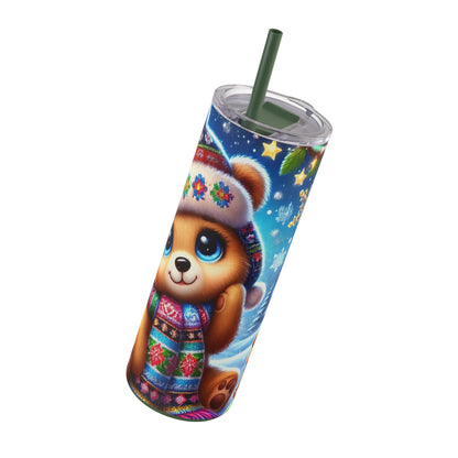 Festive Bear Joy: Holiday Skinny Tumbler  20oz