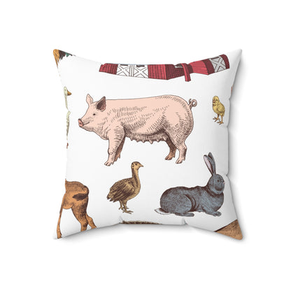 Farm Animals Decorative  Spun Polyester Square Pillow