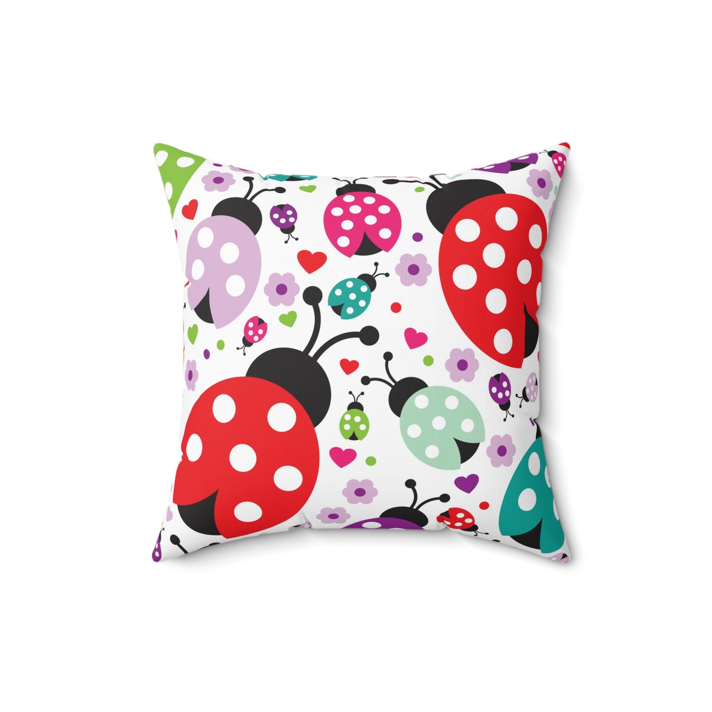 Double Sided Ladybug Spun Polyester Square Pillow